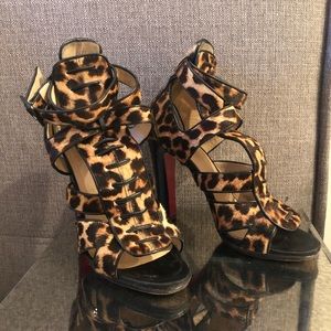 christian louboutin Leopard Sandals 40 Pony Hair